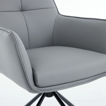 1.2m White Circular Ceramic Table & 4 x Dark Grey Luxe Cross Stitch Swivel Chair Set - The Furniture Warehouse
