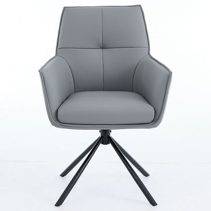 1.2m White Circular Ceramic Table & 4 x Dark Grey Luxe Cross Stitch Swivel Chair Set - The Furniture Warehouse