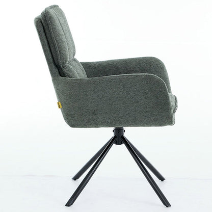 1.2m White Circular Ceramic Table & 4 x Forest Green Luxe Panel Stitch Swivel Chair Set - The Furniture Warehouse