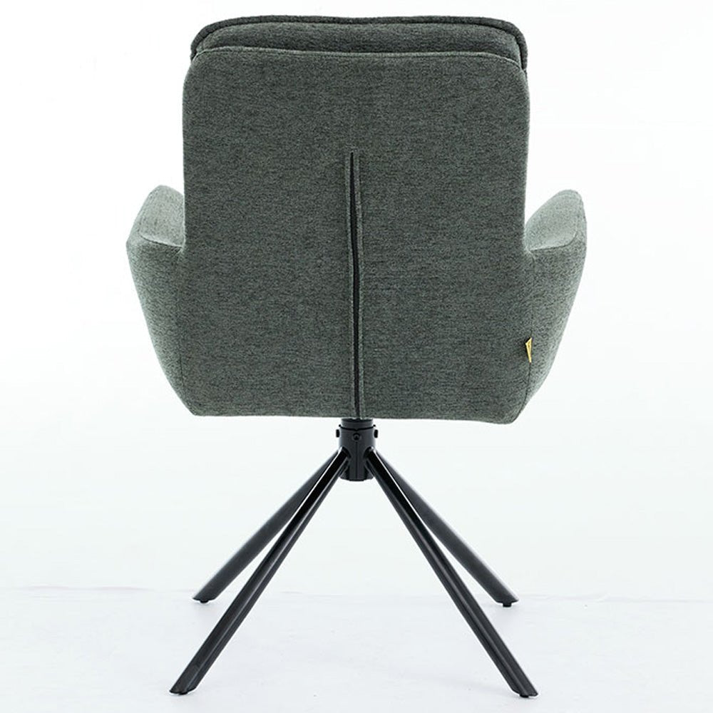 1.2m White Circular Ceramic Table & 4 x Forest Green Luxe Panel Stitch Swivel Chair Set - The Furniture Warehouse