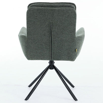 1.2m White Circular Ceramic Table & 4 x Forest Green Luxe Panel Stitch Swivel Chair Set - The Furniture Warehouse