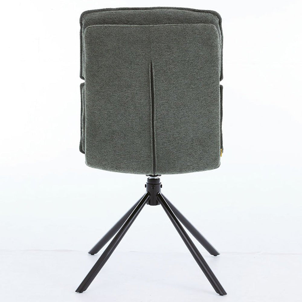 1.2m White Circular Ceramic Table & 4 x Forest Green Luxe Panel Stitch Swivel Chair Set - The Furniture Warehouse
