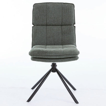 1.2m White Circular Ceramic Table & 4 x Forest Green Luxe Panel Stitch Swivel Chair Set - The Furniture Warehouse