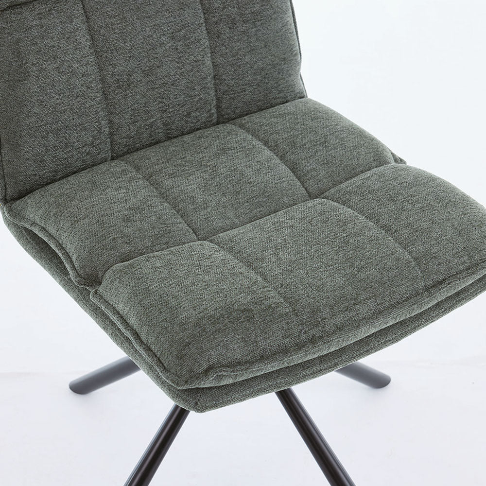 1.2m White Circular Ceramic Table & 4 x Forest Green Luxe Panel Stitch Swivel Chair Set - The Furniture Warehouse