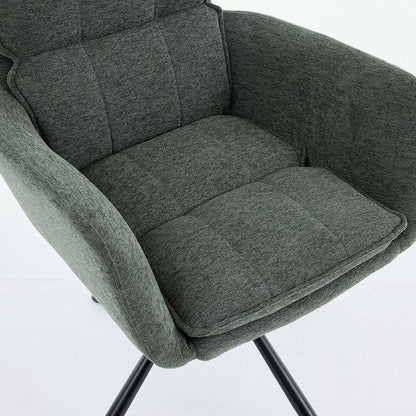 1.2m White Circular Ceramic Table & 4 x Forest Green Luxe Panel Stitch Swivel Chair Set - The Furniture Warehouse