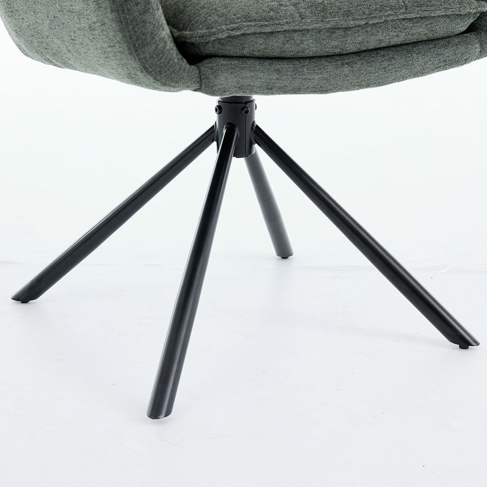 1.2m White Circular Ceramic Table & 4 x Forest Green Luxe Panel Stitch Swivel Chair Set - The Furniture Warehouse