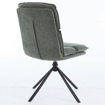 1.2m White Circular Ceramic Table & 4 x Forest Green Luxe Panel Stitch Swivel Chair Set - The Furniture Warehouse