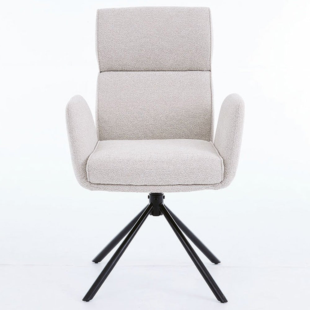 1.2m White Circular Ceramic Table & 4 x Grey High Back Swivel Chair Set - The Furniture Warehouse