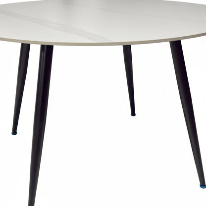 1.2m White Circular Ceramic Table & 4 x Grey High Back Swivel Chair Set - The Furniture Warehouse