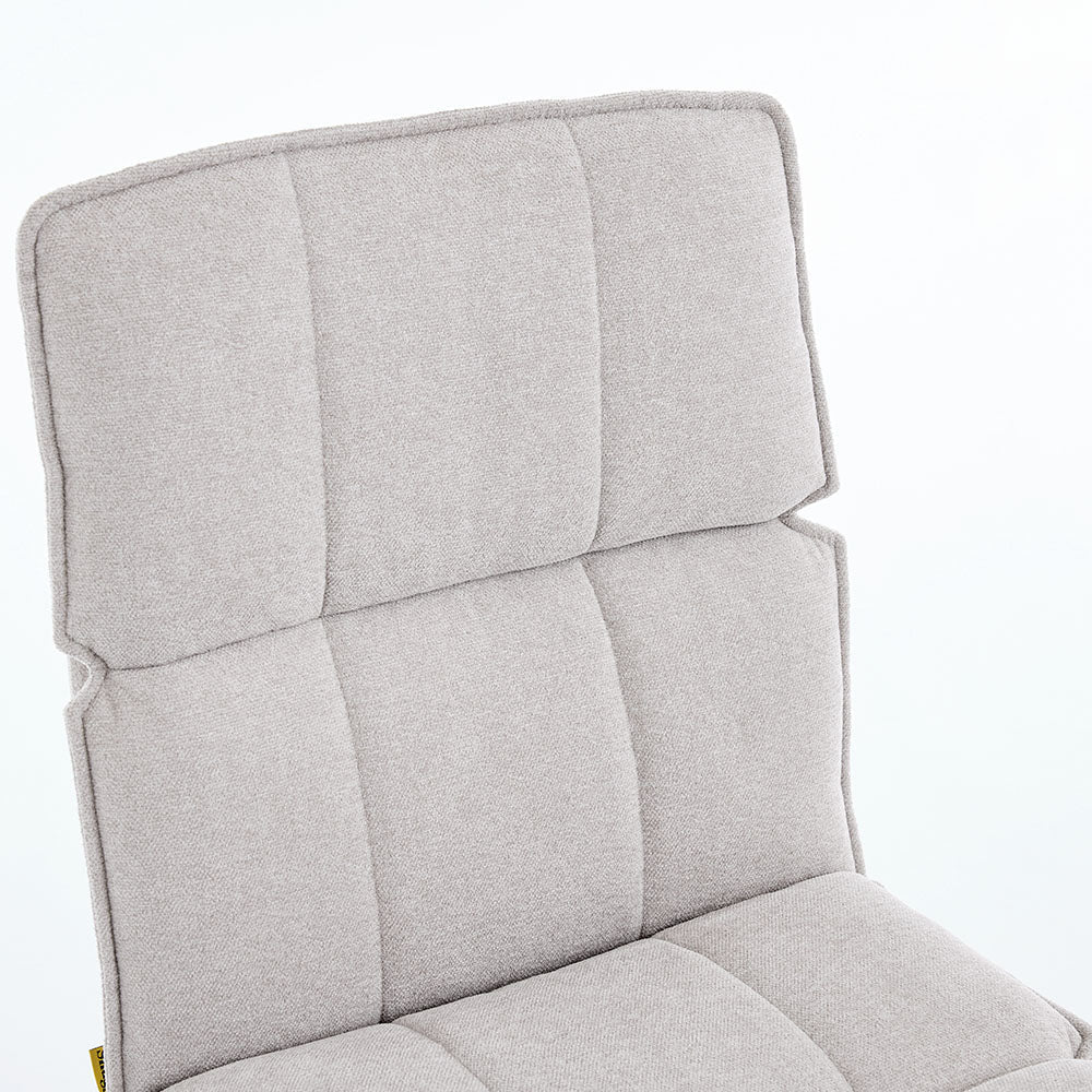 1.2m White Circular Ceramic Table & 4 x Grey Luxe Panel Stitch Swivel Chair Set - The Furniture Warehouse