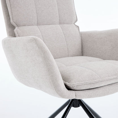 1.2m White Circular Ceramic Table & 4 x Grey Luxe Panel Stitch Swivel Chair Set - The Furniture Warehouse