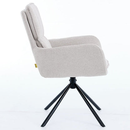 1.2m White Circular Ceramic Table & 4 x Grey Luxe Panel Stitch Swivel Chair Set - The Furniture Warehouse