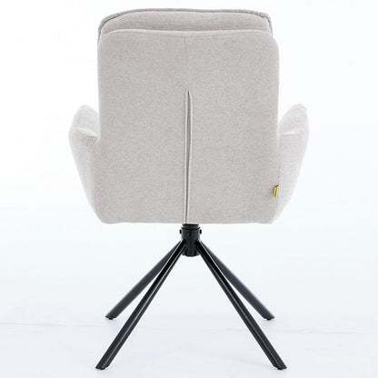 1.2m White Circular Ceramic Table & 4 x Grey Luxe Panel Stitch Swivel Chair Set - The Furniture Warehouse