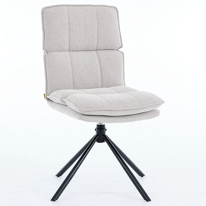 1.2m White Circular Ceramic Table & 4 x Grey Luxe Panel Stitch Swivel Chair Set - The Furniture Warehouse