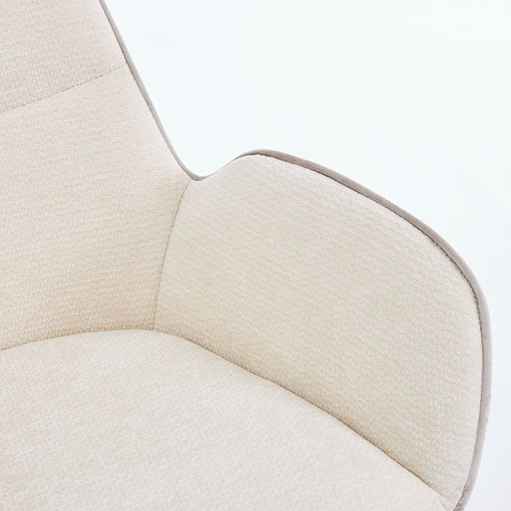 1.2m White Circular Ceramic Table & 4 x Grey Luxe T Stitch Swivel Chair Set - The Furniture Warehouse