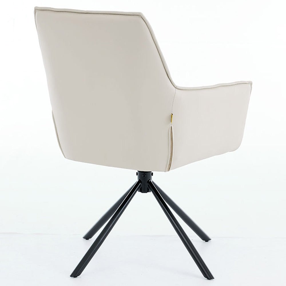 1.2m White Circular Ceramic Table & 4 x Light Grey Luxe Cross Stitch Swivel Chair Set - The Furniture Warehouse
