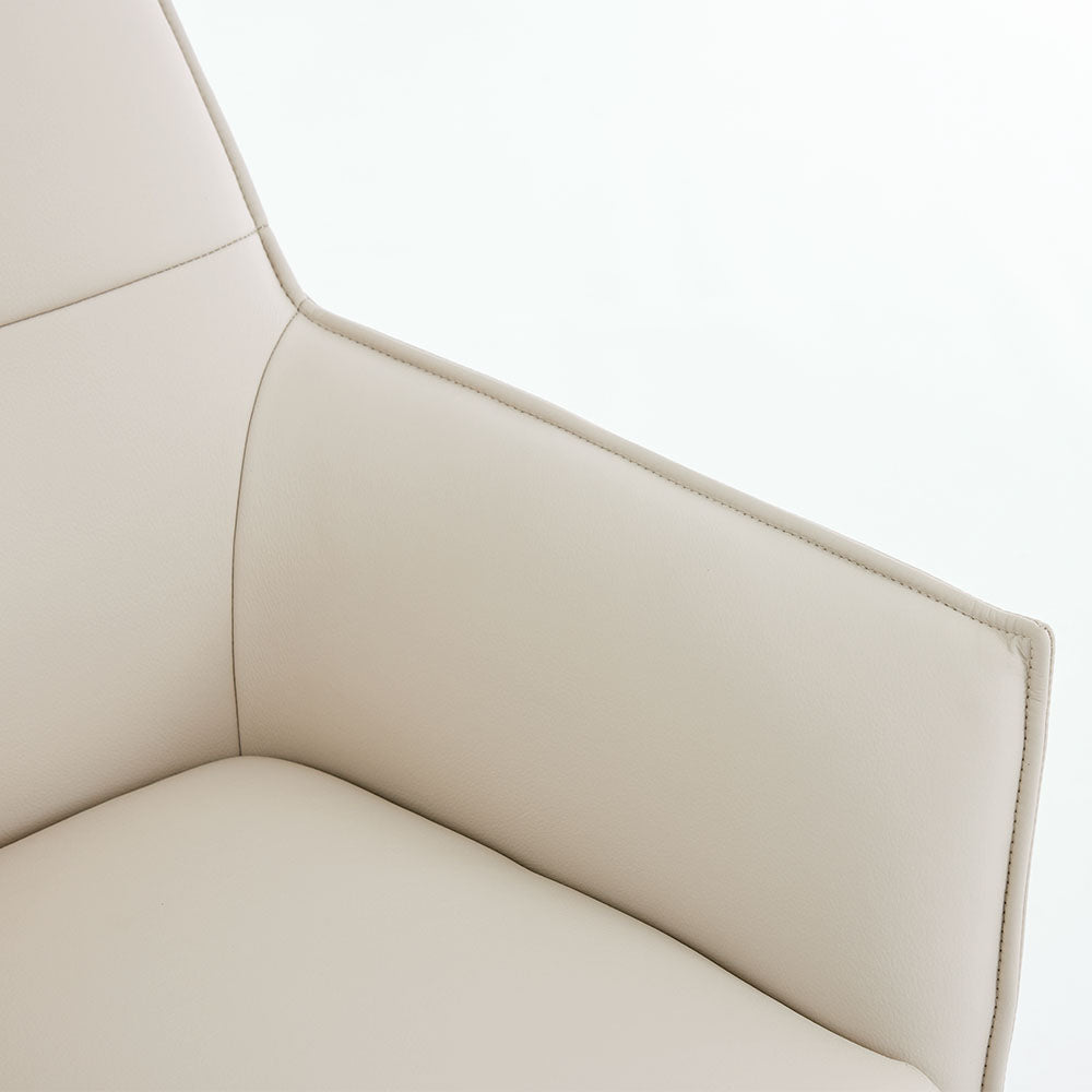1.2m White Circular Ceramic Table & 4 x Light Grey Luxe Cross Stitch Swivel Chair Set - The Furniture Warehouse