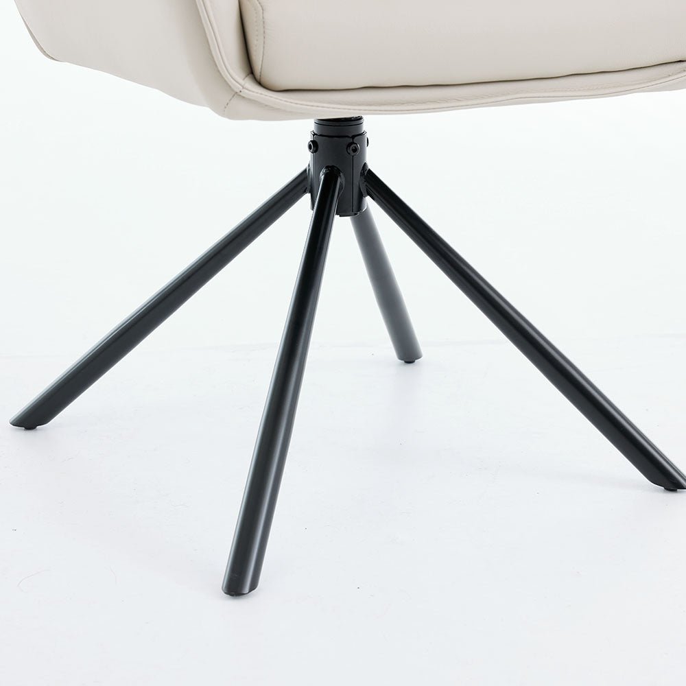 1.2m White Circular Ceramic Table & 4 x Light Grey Luxe Cross Stitch Swivel Chair Set - The Furniture Warehouse