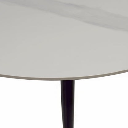1.2m White Circular Ceramic Table & 4 x Light Grey Luxe Cross Stitch Swivel Chair Set - The Furniture Warehouse