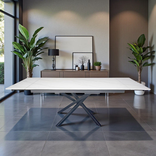 1.6m White Extending Ceramic Table - The Furniture Warehouse