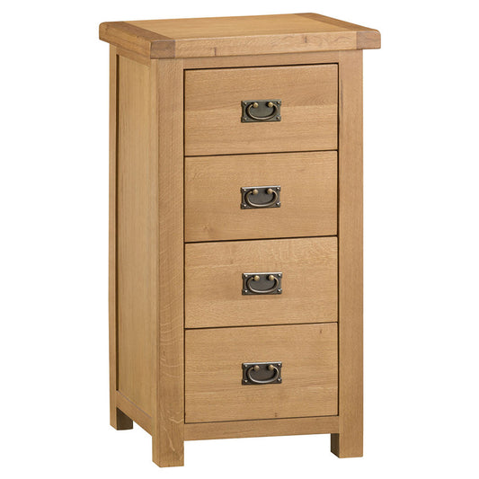Winchester Oak 4 Drawer Narrow Chest