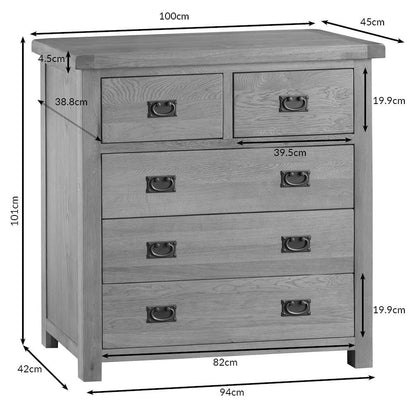 Winchester Oak 2 Over 3 Chest
