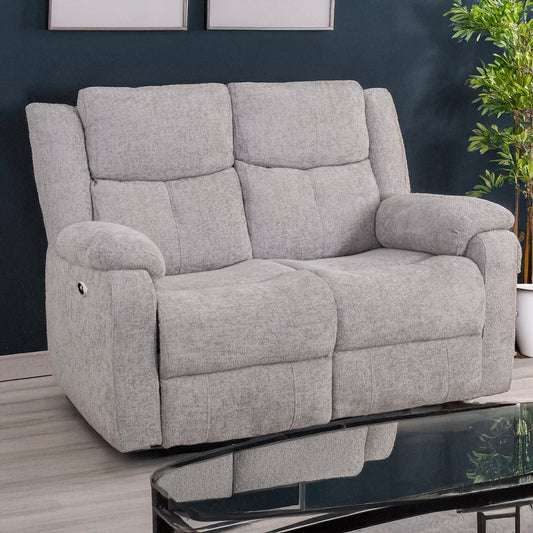 Rome Silver Power Recliner 2 Seater Sofa