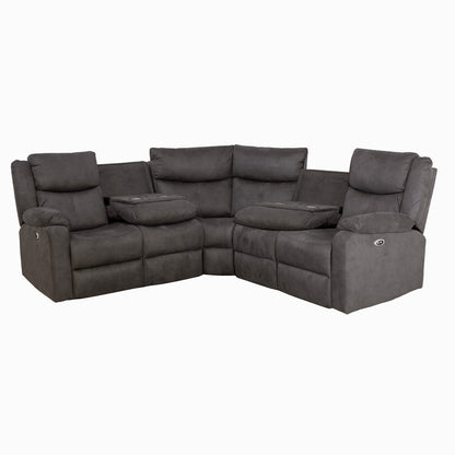Rome Steel Power Corner Sofa with Console