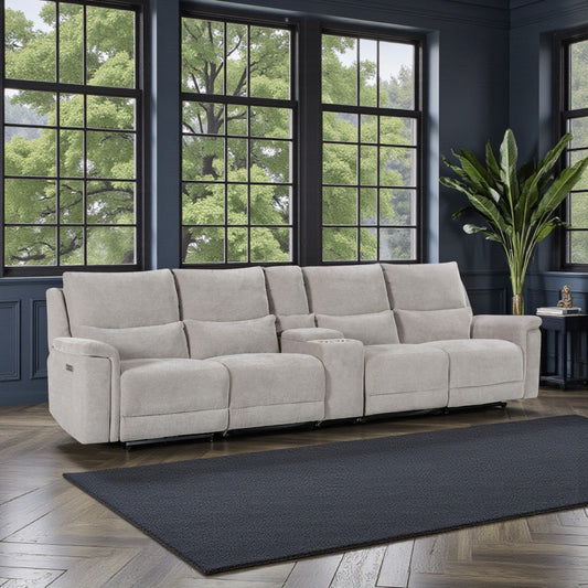 Berlin Grey 4 Seater Sofa with Console