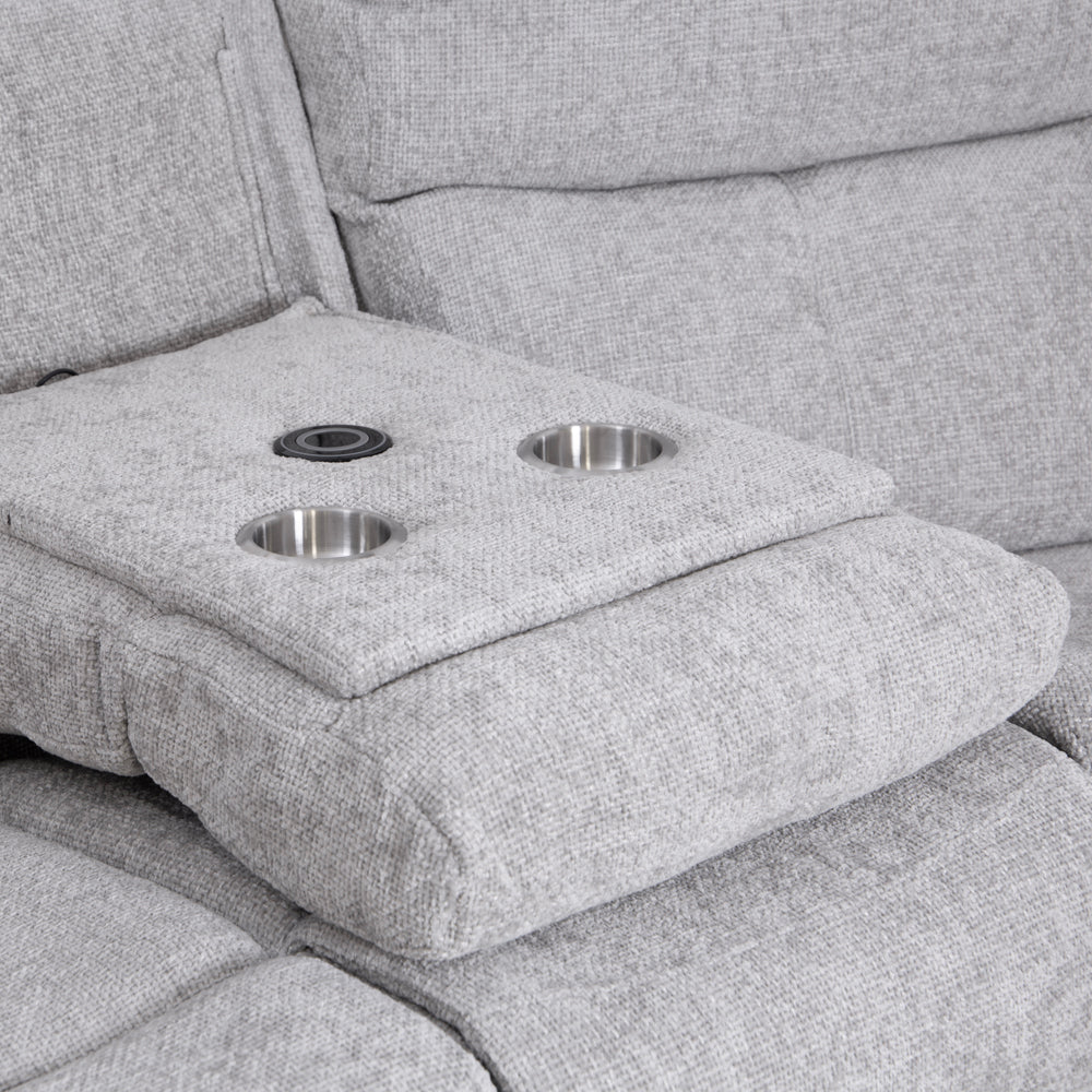 Rome Silver Power Corner Sofa with Console
