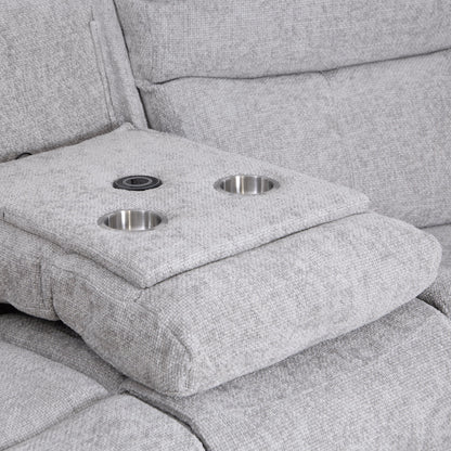 Rome Silver Power Corner Sofa with Console