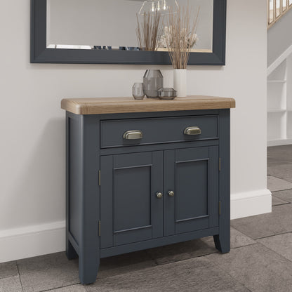 Wessex Smoked Oak Blue Painted Mini 1 Drawer 2 Door Sideboard