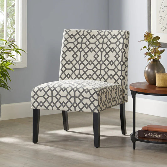Fabric Slipper Accent Chair Geometric Pattern