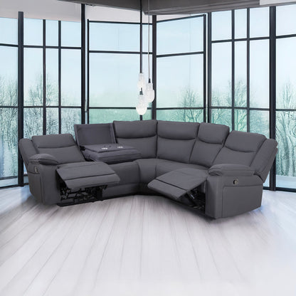 Milan Mocha Manual Corner Sofa with Console