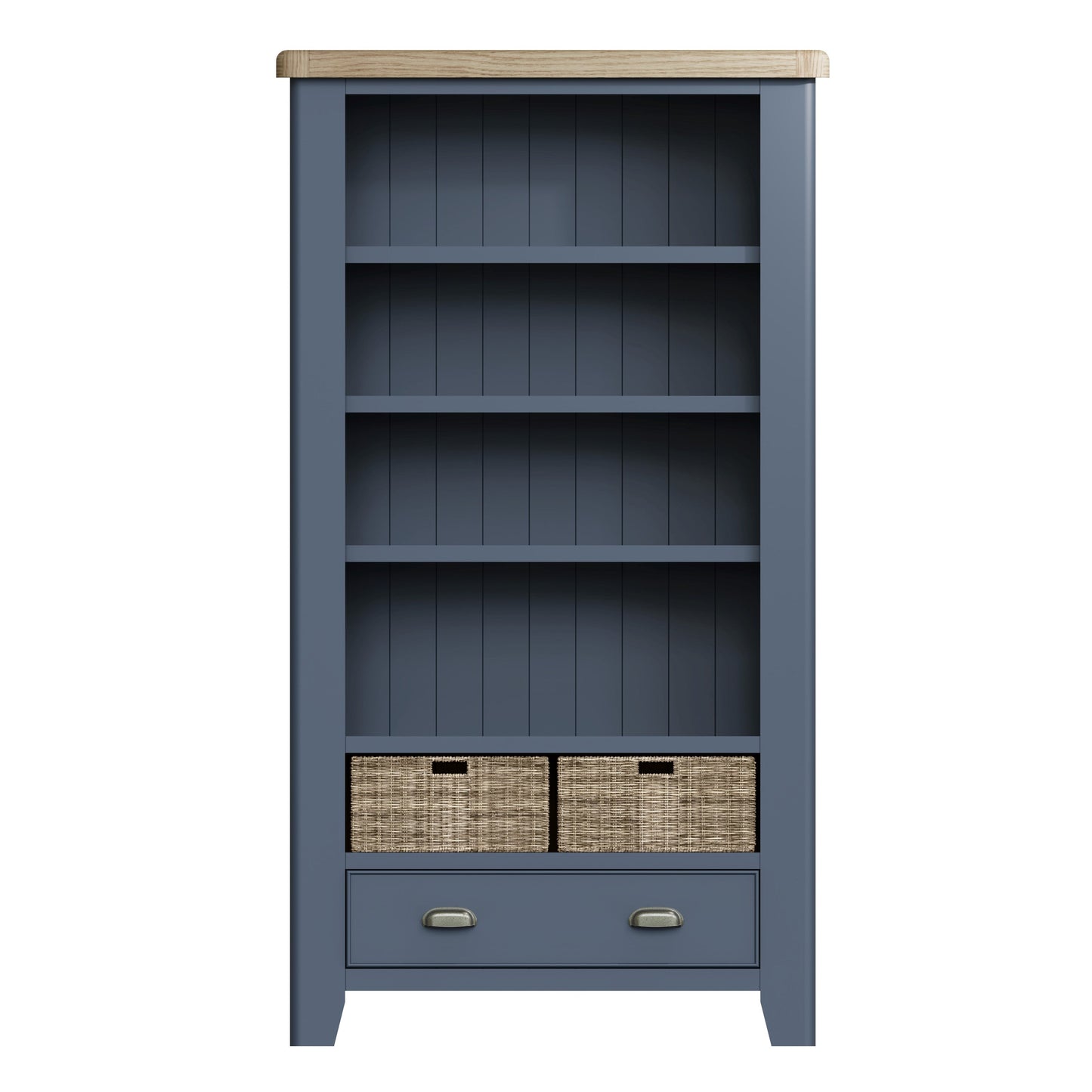 Wessex Smoked Oak Blue Painted Large Bookcase