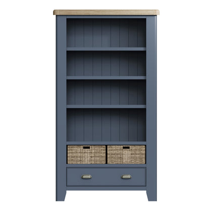 Wessex Smoked Oak Blue Painted Large Bookcase