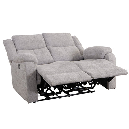 Rome Silver Manual Recliner 2 Seater Sofa