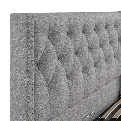 Lowick Grey Linen Double Upholstered Ottoman Bed Frame