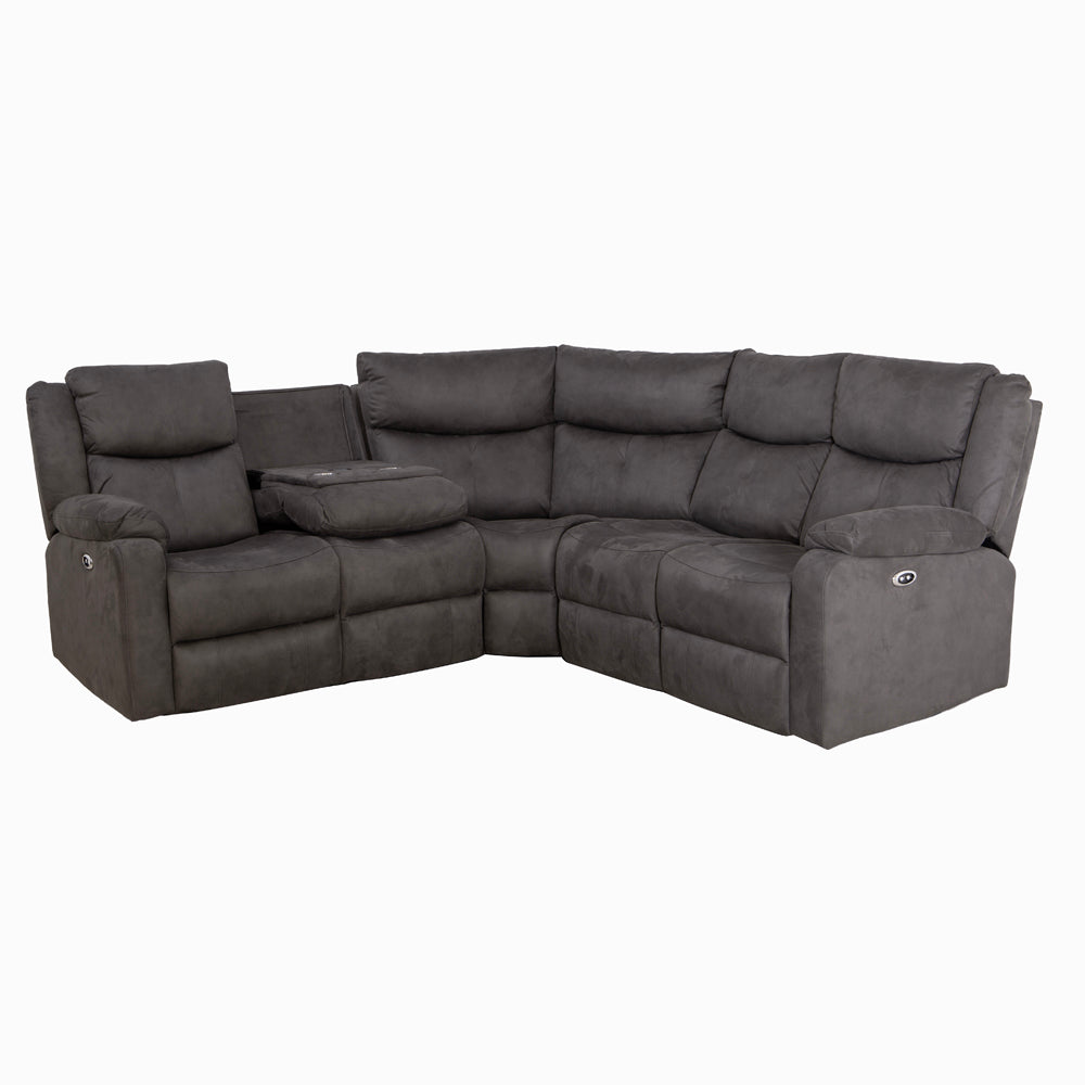 Rome Steel Power Corner Sofa with Console