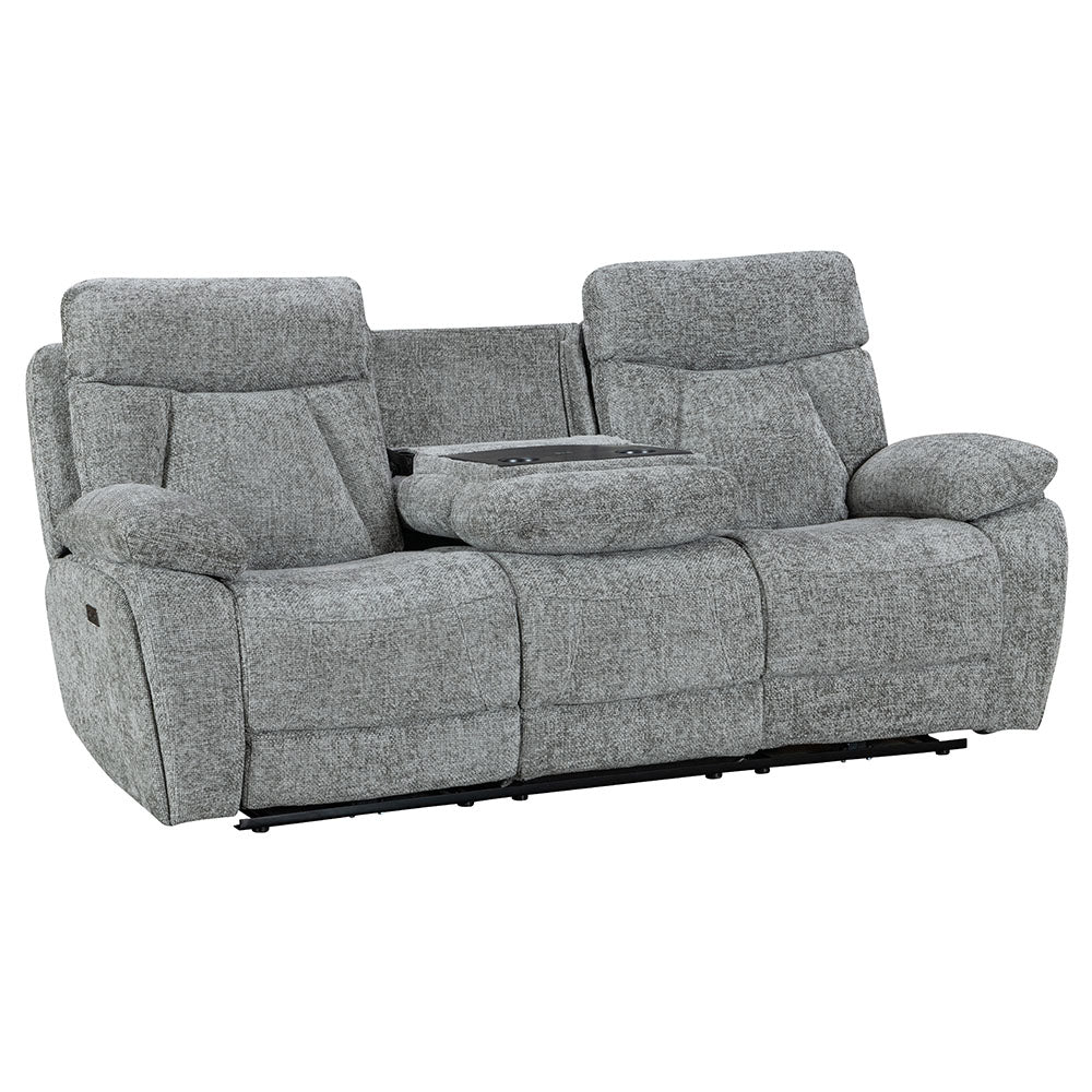 Venice Nickel Power 3 Seater Sofa with Console