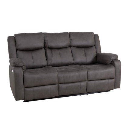 Rome Steel Power Recliner 3 Seater Sofa with Console