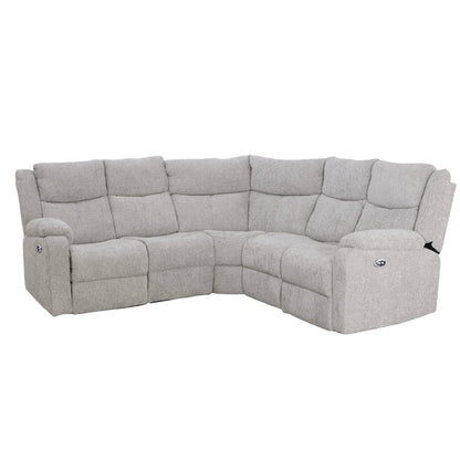 Rome Silver Power Corner Sofa with Console