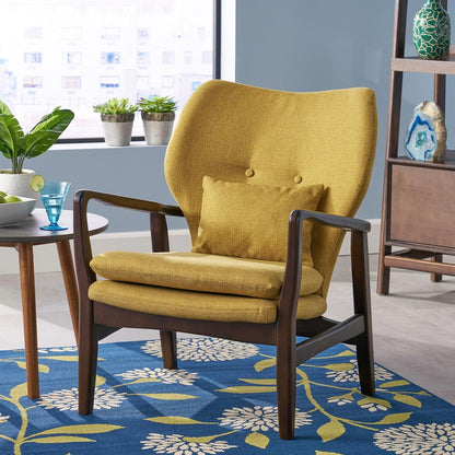 Mid Century Modern Fabric Chair - Mustard