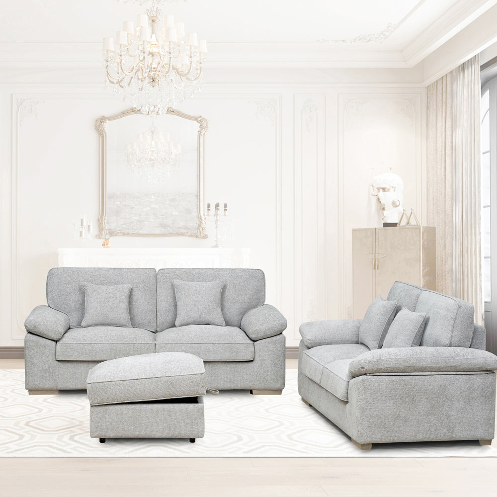 York Grey 3 Seater Sofa