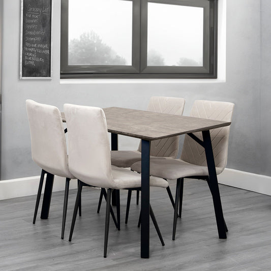 1.2m Concrete Table & 4 x CH66 Taupe Chairs