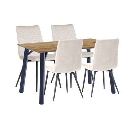 1.2m Oak Finish Table & 4 x CH66 Taupe Chairs
