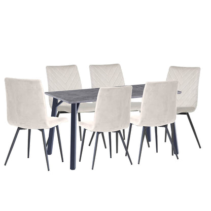 1.8m Concrete Table & 6 x CH66 Taupe Chairs