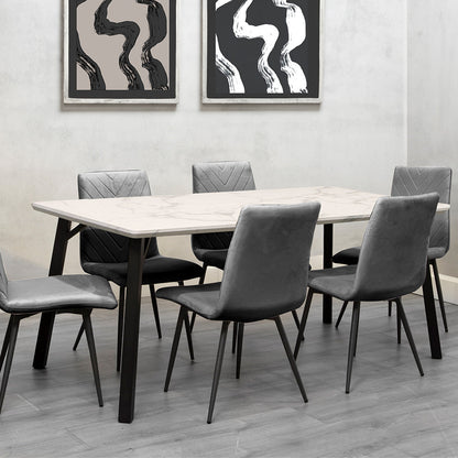 1.8m Marble Table & 6 x CH66 Grey Chairs