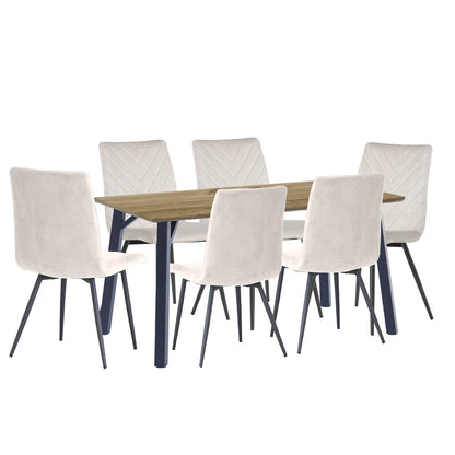 1.8m Oak Finish Table & 6 x CH66 Taupe Chairs