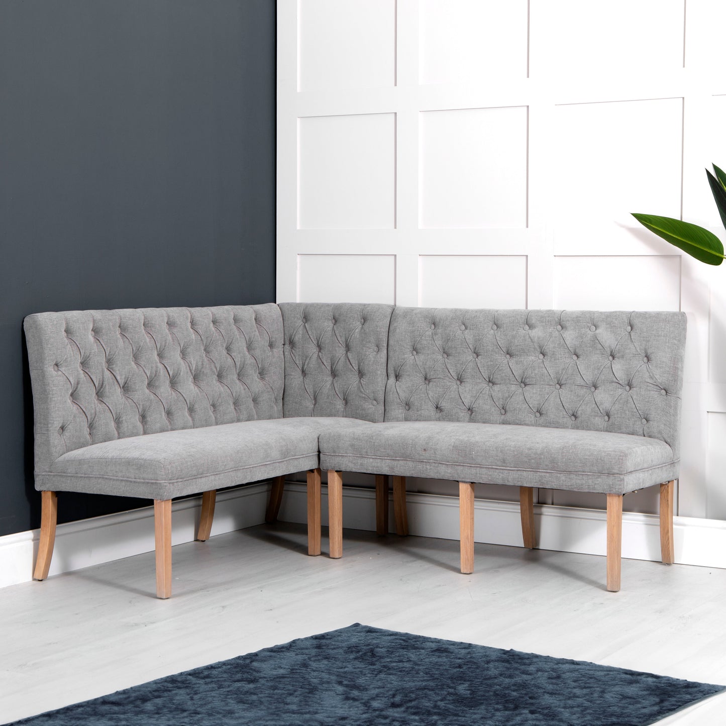 Carrington Grey 120cm Button Back Dining Bench